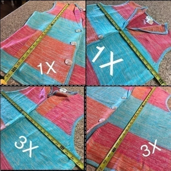 Plus Size Colorblock Sweater Vest Button Down Size 1X Cardigen Vest - Picture 3 of 6